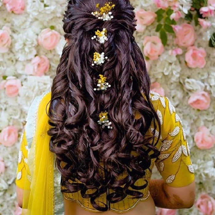 10 best Bridal Hairstyles ideas- Curls with flowers